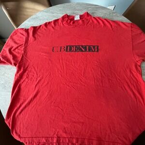 Vintage UnionBay Denim Red Mock Neck Graphic Print T-Shirt Mens XL